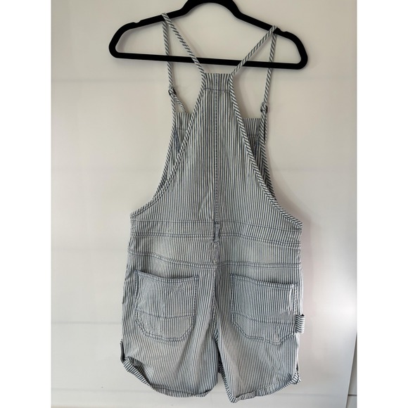 Pilcro Anthropologie Shortalls Womens‎ 30 Blue Railroad Stripe Button Front - Picture 5 of 11